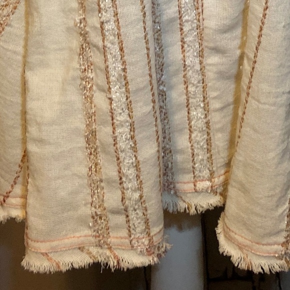 Free People V-neck High-low Fringy and Textured Mini Dress - Size S - Picture 7 of 8